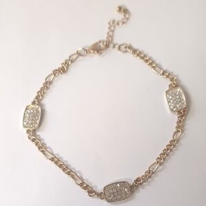 Gold and Silver Crystal Bracelet with Adjustable Chain